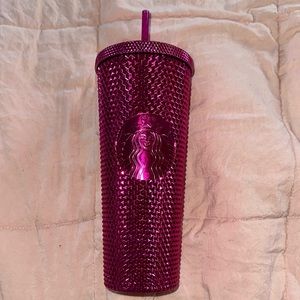 Pink studded metallic Starbucks cold cup